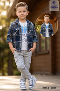 Ensemble 3 pièces Garçon – Chemise Carreaux & Cargo Gris #7454