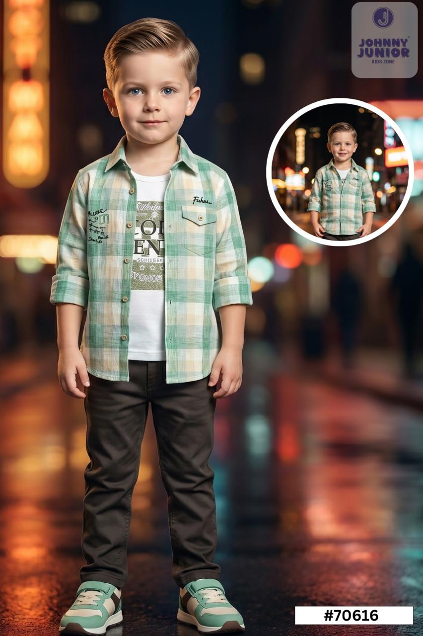 Ensemble 3 pièces garçon – Chemise, T-shirt & Pantalon