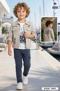 Ensemble chemise + t-shirt + pantalon cargo garçon – #7306 Gris