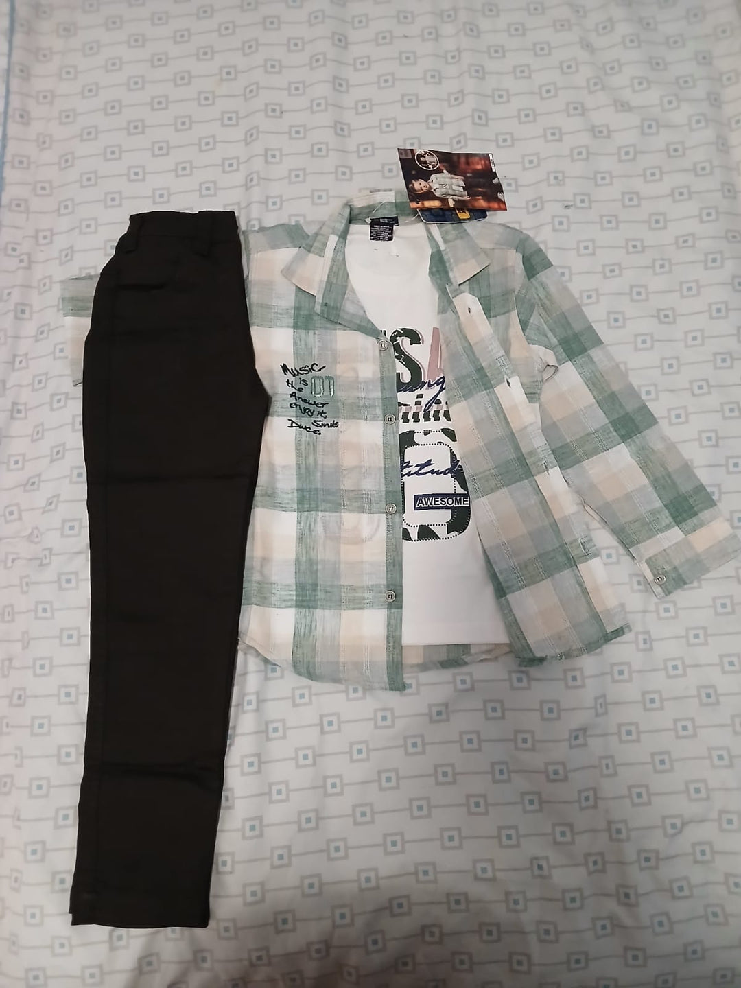 Ensemble 3 pièces garçon – Chemise, T-shirt &amp; Pantalon
