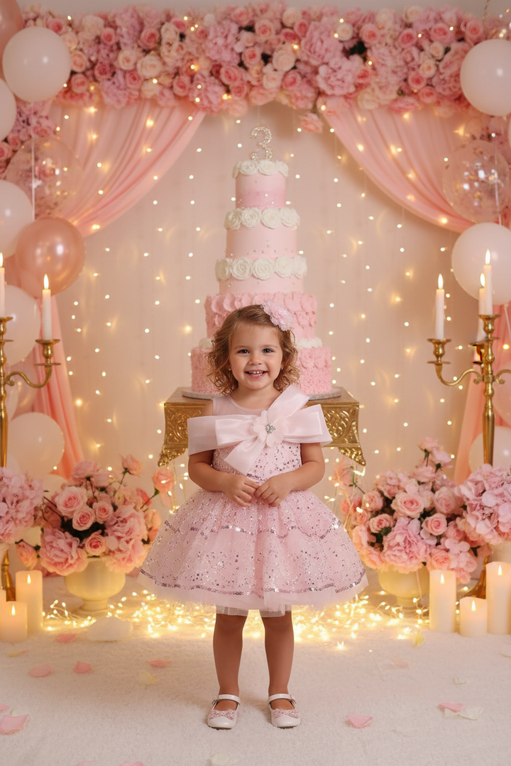 Fillette 3 ans - Devant le gâteau d&