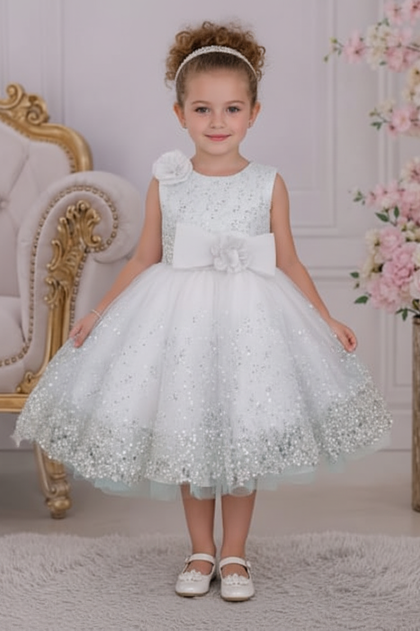 Robe de Cérémonie Blanche Fille – Tenue Élégante 12 mois à 4 ans