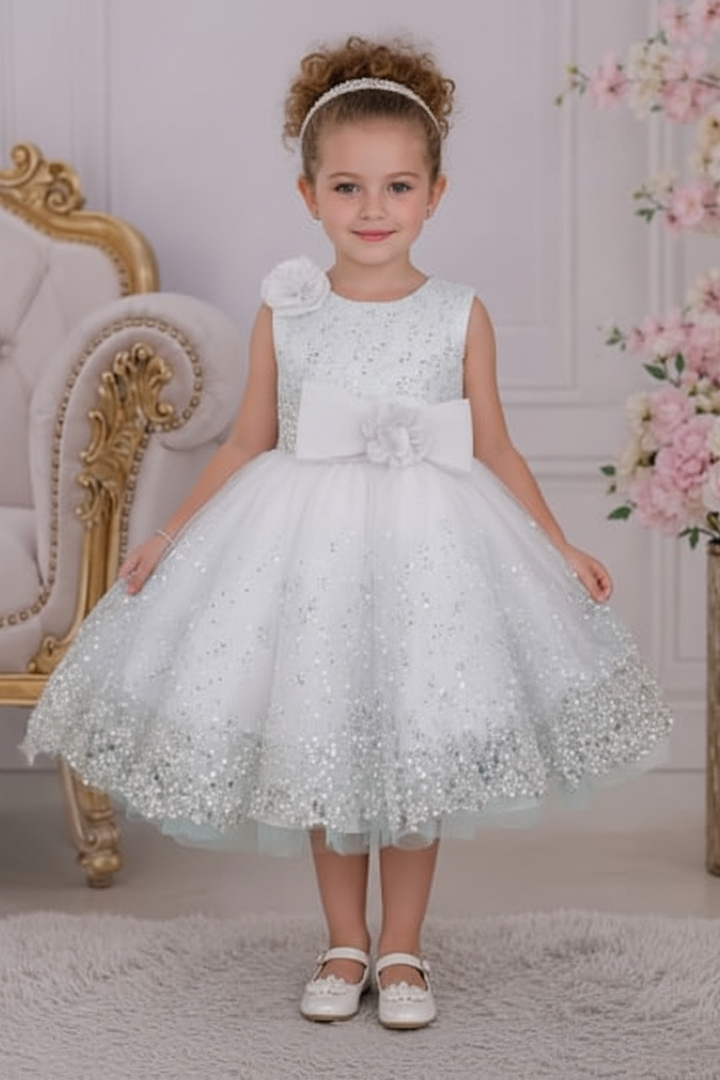 Robe de Cérémonie Blanche Fille – Tenue Élégante 12 mois à 4 ans