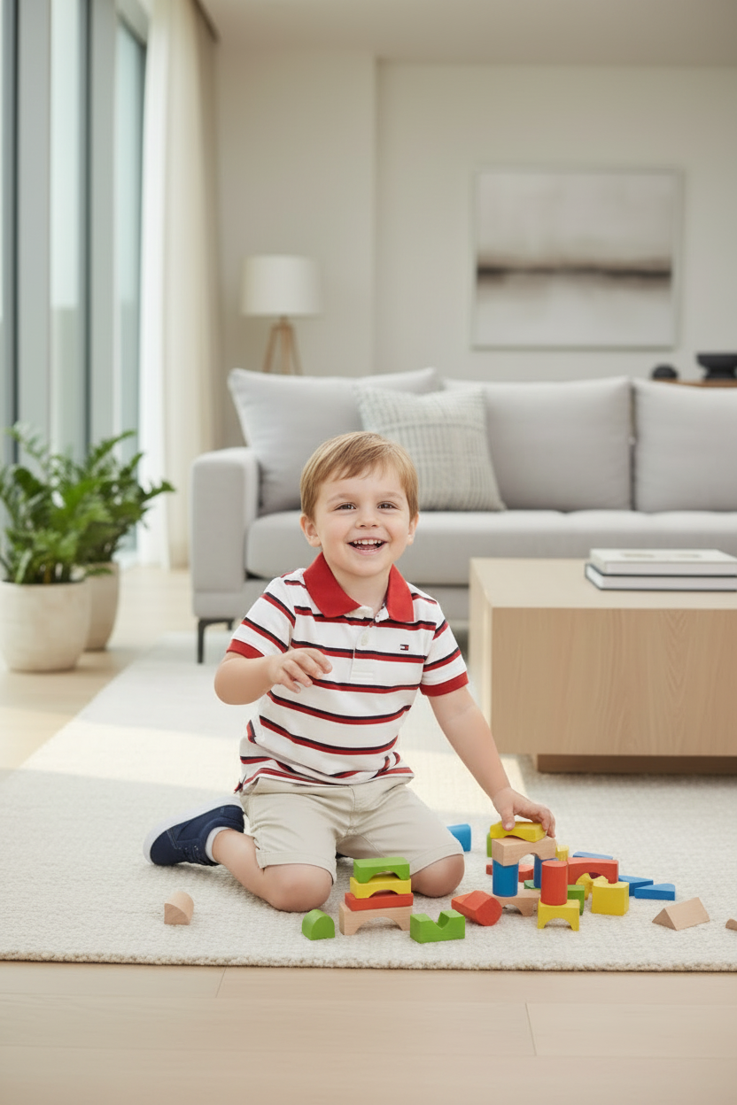 Polo Enfant Garçon – Rayures Blanc &amp; Rouge | 4–15 ans