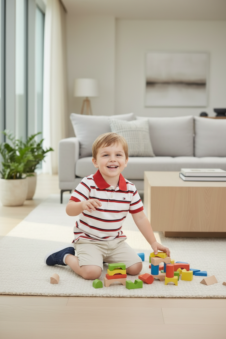 Polo Enfant Garçon – Rayures Blanc &amp; Rouge | 4–15 ans