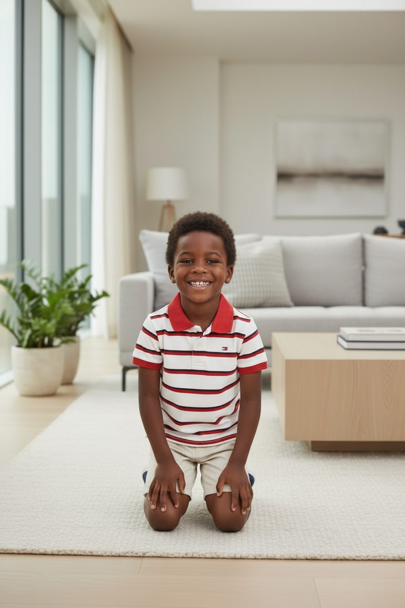 Polo Enfant Garçon – Rayures Blanc &amp; Rouge | 4–15 ans