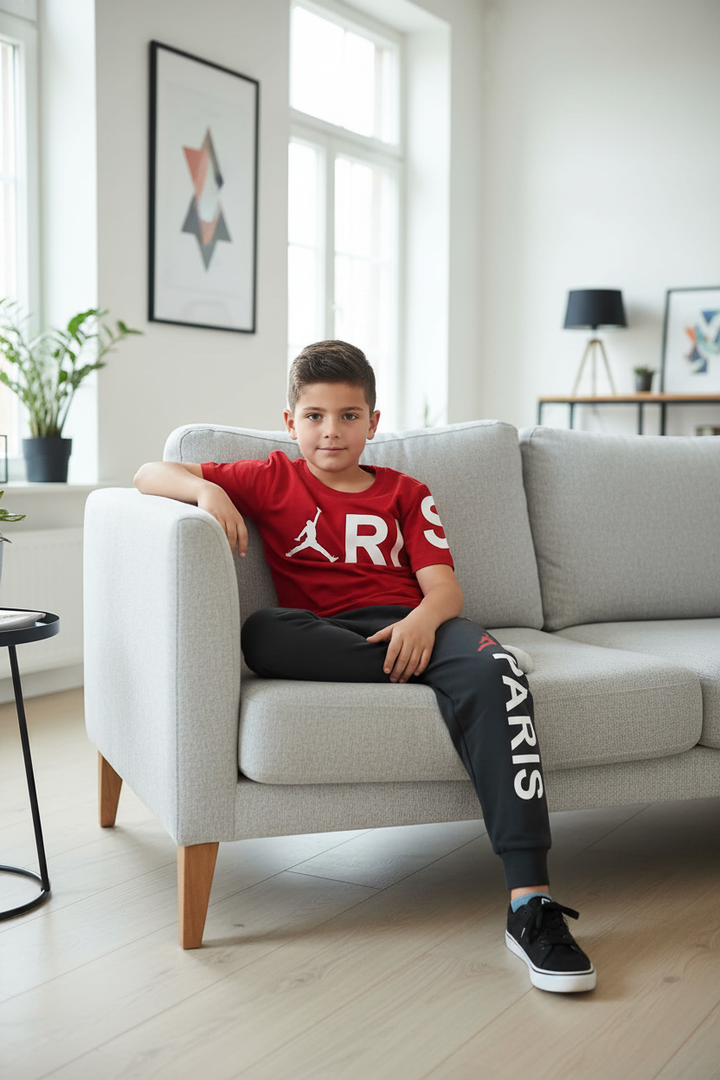 Ensemble Jogging Style Paris Jordan Garçon – T-shirt &amp; Pantalon | 5-16 ans