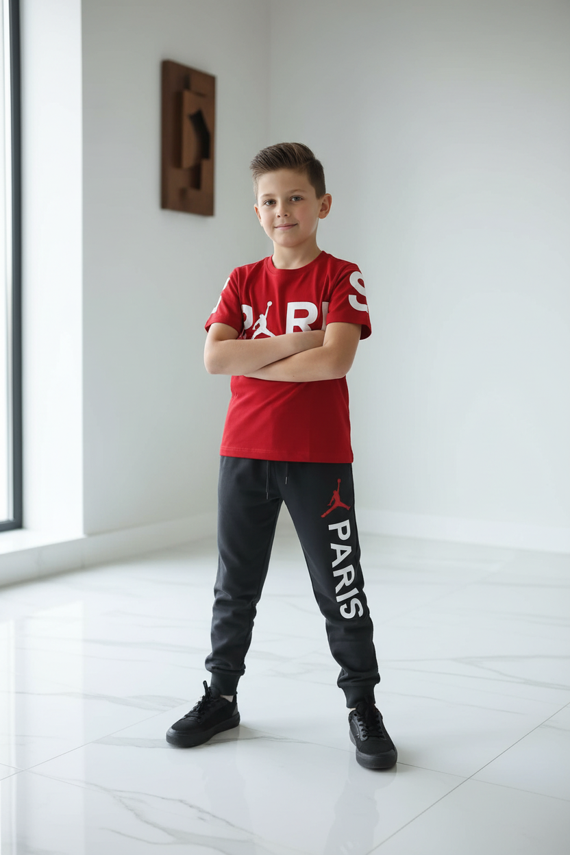 Ensemble Jogging Style Paris Jordan Garçon – T-shirt &amp; Pantalon | 5-16 ans