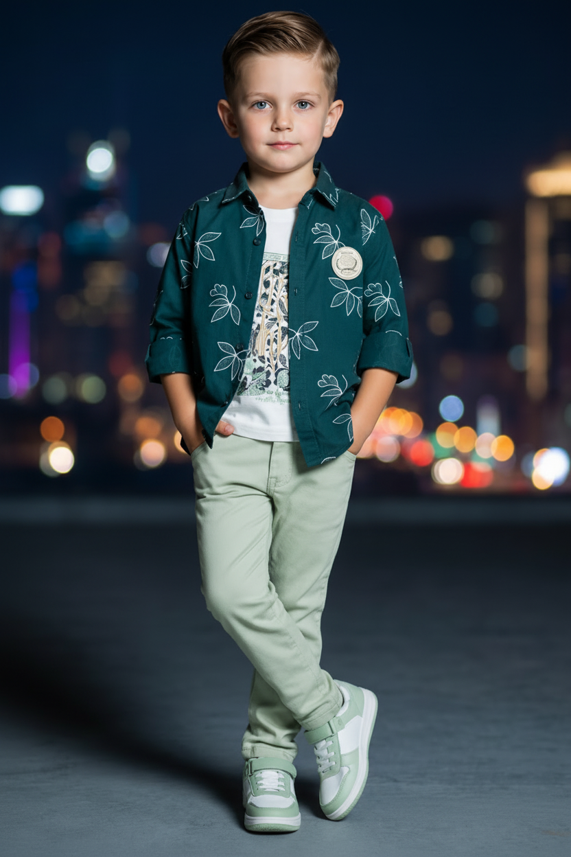 Ensemble 3 Pièces Garçon – Chemise, T-Shirt &amp; Pantalon