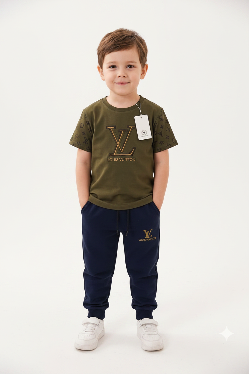 Ensemble Jogging Garçon Style LV – T-shirt &amp; Pantalon | 3-12 ans