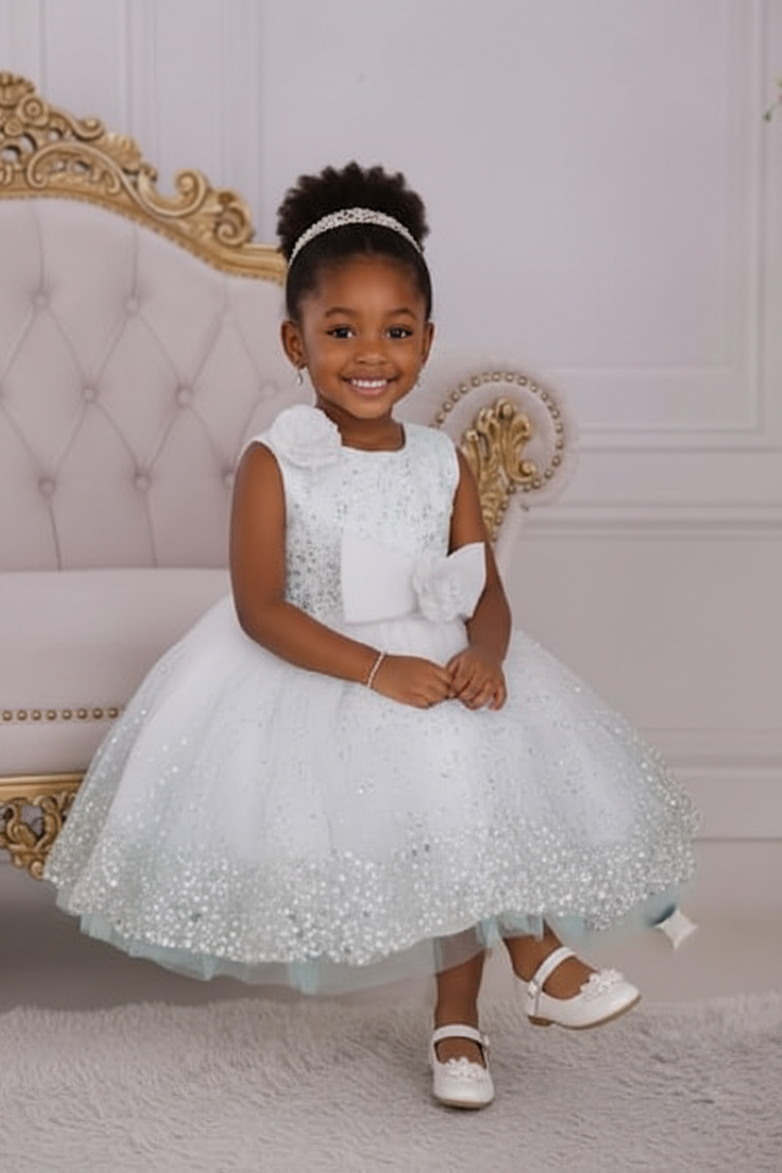Robe de Cérémonie Blanche Fille – Tenue Élégante 12 mois à 4 ans