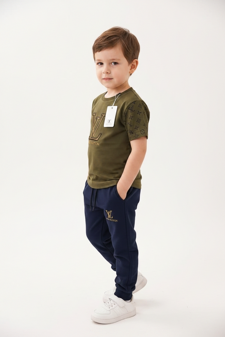 Ensemble Jogging Garçon Style LV – T-shirt &amp; Pantalon | 3-12 ans