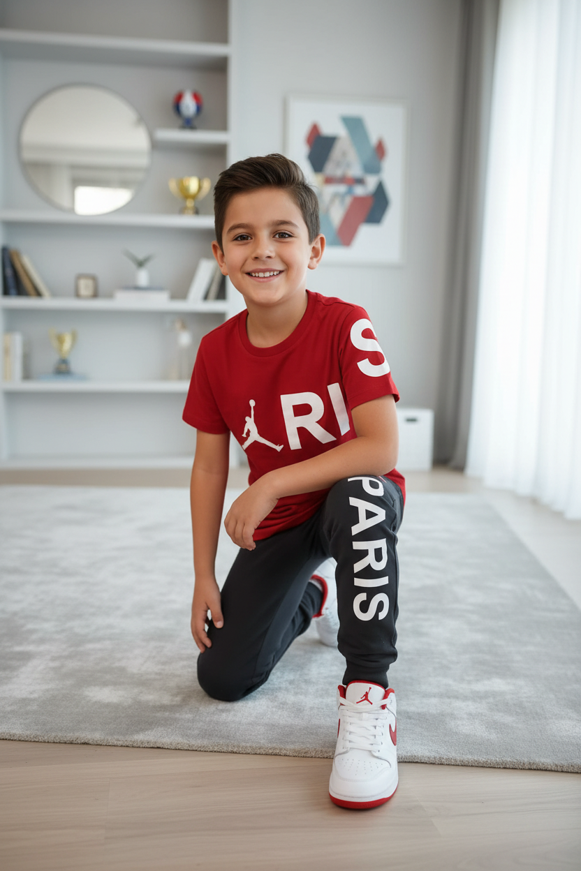 Ensemble Jogging Style Paris Jordan Garçon – T-shirt &amp; Pantalon | 5-16 ans