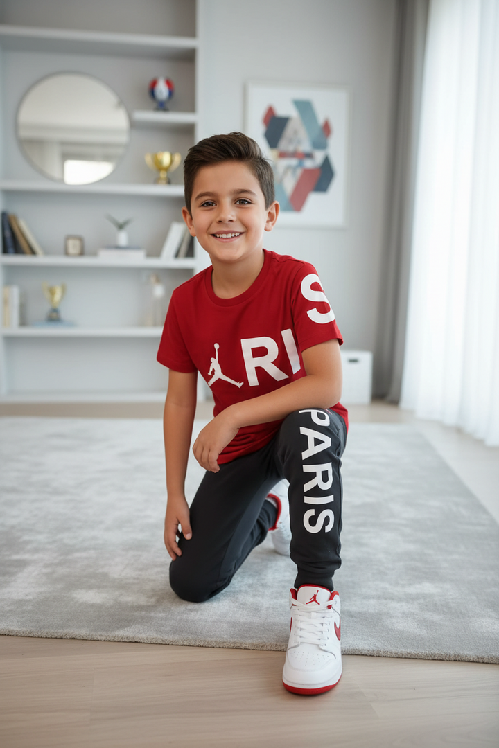 Ensemble Jogging Style Paris Jordan Garçon – T-shirt &amp; Pantalon | 5-16 ans