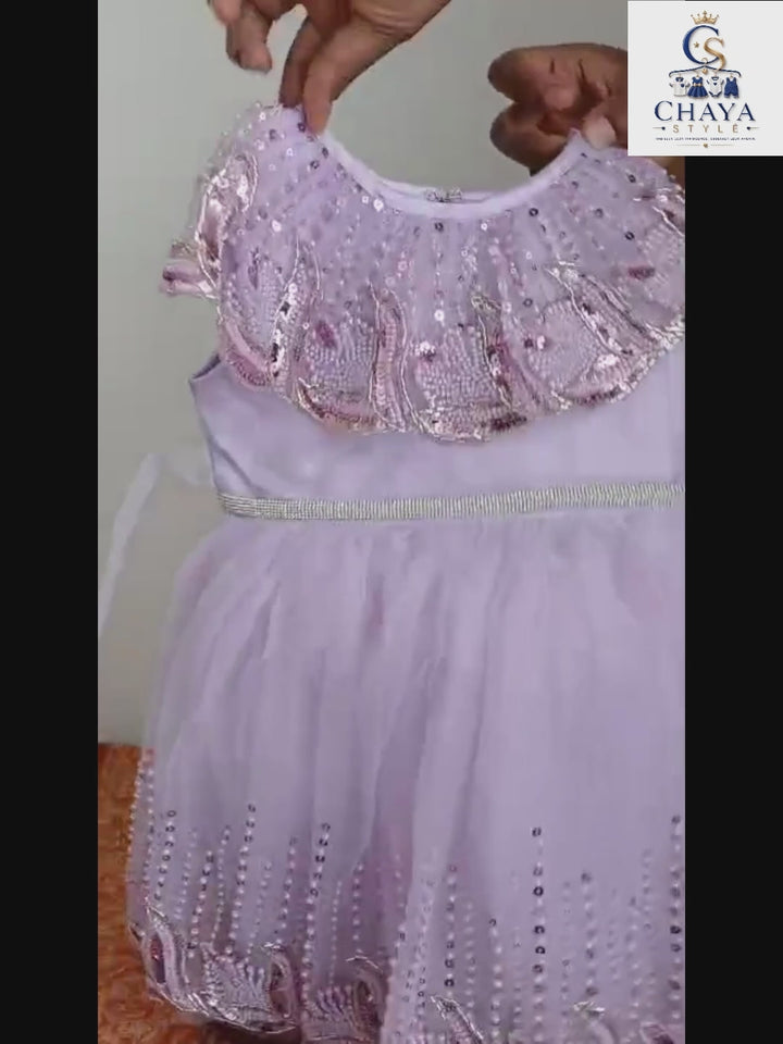 Robe de Cérémonie à Paillettes Violette Fille – Tenue Élégante 12 mois à 4 ans
